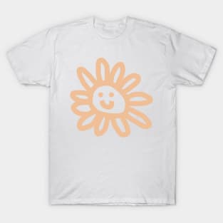 Soft Orange Daisy Flower Smiley Face T-Shirt